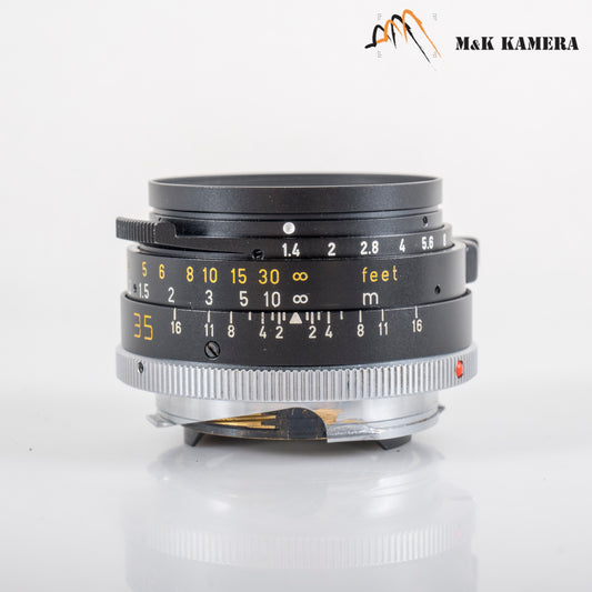 Leica Summilux M 35mm/F1.4 Pre-Asph Black Rare with 12504 hood #11986