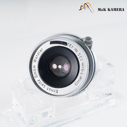 LEITZ Leica Elmar M 50mm/F3.5 E39 Silver Lens Yr.1956 Germany #23117