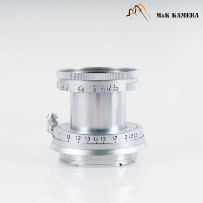 LEITZ Leica Elmar M 50mm/F3.5 E39 Silver Lens Yr.1956 Germany #23117