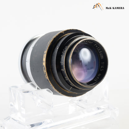 LEITZ Leica Hektor L39 135mm/F4.5 A36 short focusing Black Paint Lens Yr.1949 LTM Germany #87787
