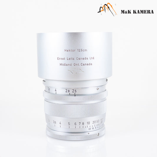 LEITZ Leica Hektor L39 125mm/F2.5 Visoflex lens Silver Lens Yr.1953 LTM Canada #10448
