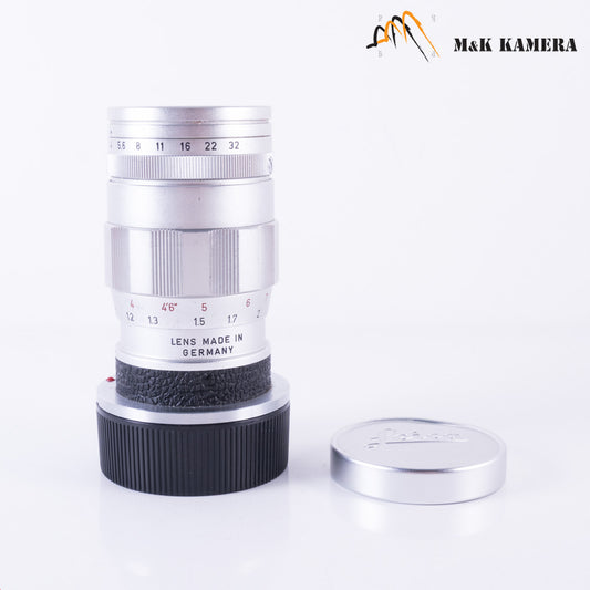 LEITZ Leica Elmar M 90mm/F4.0 E39 Ver.II V2/ 3 Elements Silver Lens Yr.1965 Germany 11830 #21854