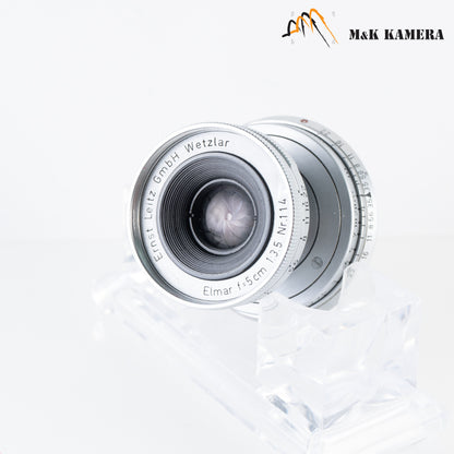 LEITZ Leica Elmar M 50mm/F3.5 E39 Silver Lens Yr.1954 Germany #87875