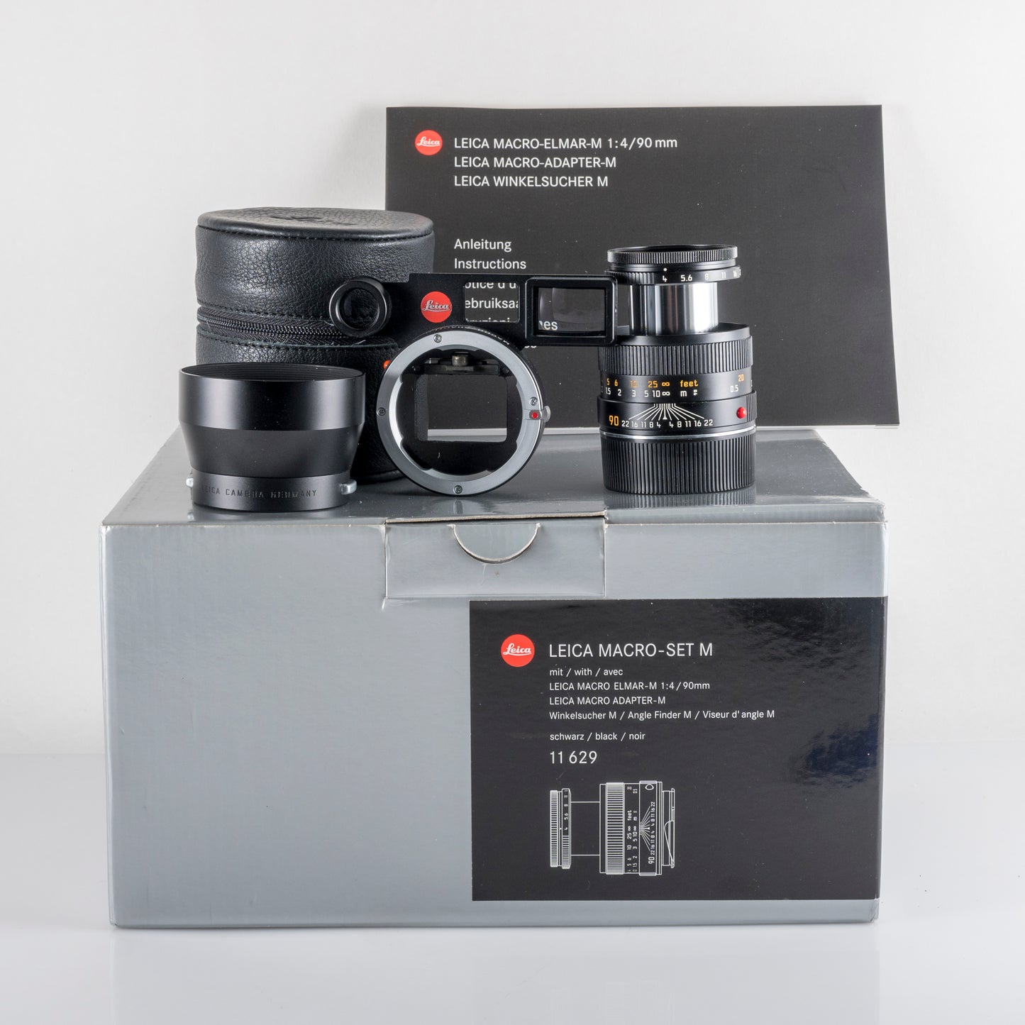 Leica Macro-Elmar-M 90mm/F4.0 Set Black Lens Yr.2003 Germany 11629 #88676