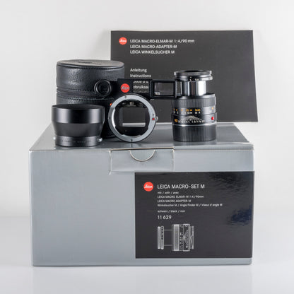 Leica Macro-Elmar-M 90mm/F4.0 Set Black Lens Yr.2003 Germany 11629 #88676