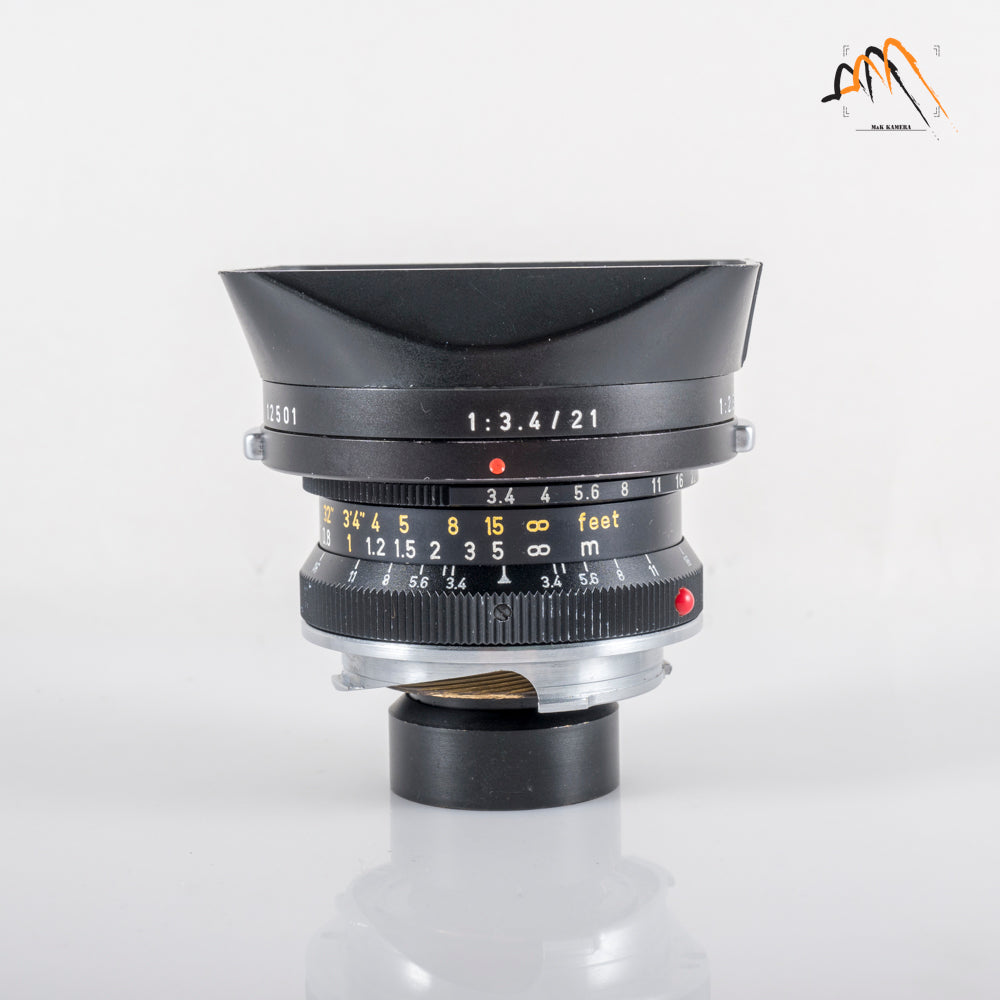 LEITZ Leica Super-Angulon M 21mm/F3.4 Ser.VII Black Lens Yr.1977 Germany #11662